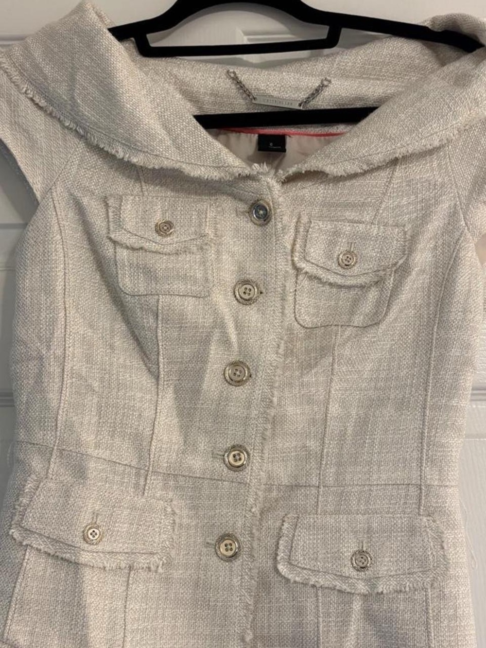Off-Shoulder Cream Button-Front Textured Top - Picture 2 of 6